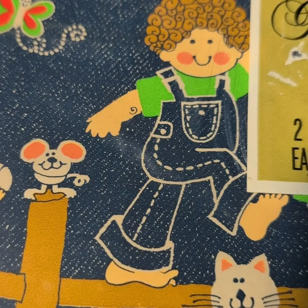Vintage Buzza Kids Happy Birthday‎ Wrapping Paper NIP Rare